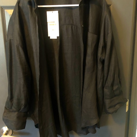 NWT L Zara black linen shirt - Picture 1 of 3